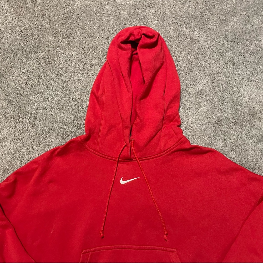Nike Center Swoosh Sweatshirt Mens Medium Red Baggy Cotton Blend - Picture 2 of 16